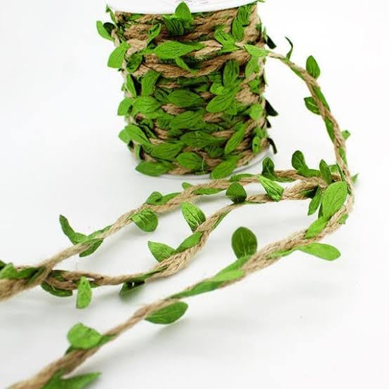 Pack of 10 Meters Green Leaf Natural Hessian Jute Twine Rope Burlap Ribbon DIY Craft Vintage for Home Wedding Party Decor (B0D77RBBZ8) Amazon Price History, Amazon Price Tracker