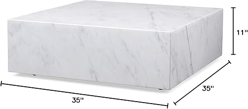 Miniatura 2 de Whiteline Modern Living Mesa de centro cuadrada de mármol brillante con ruedas color negro