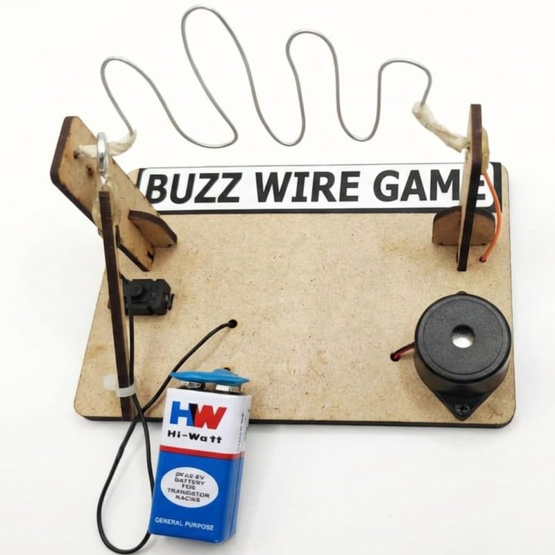 Educational DIY Buzz Wire Game STEM Science Physics Working Model Project Kit Simple Electric Circuit with Buzzer Steady Hand Skill Development Toy for School Kids & Students-image-39