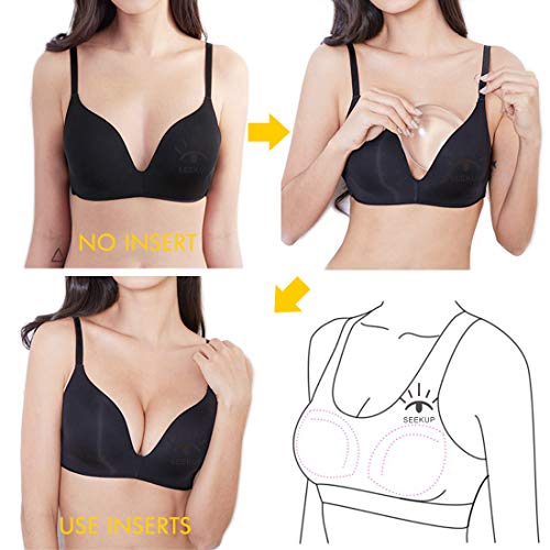 Seekup Women Silicone Bra Pads Inserts Breast Enhancer Swimsuits Enhancement Bust Push Up Pads For A Cup, Transparent M #TOP2