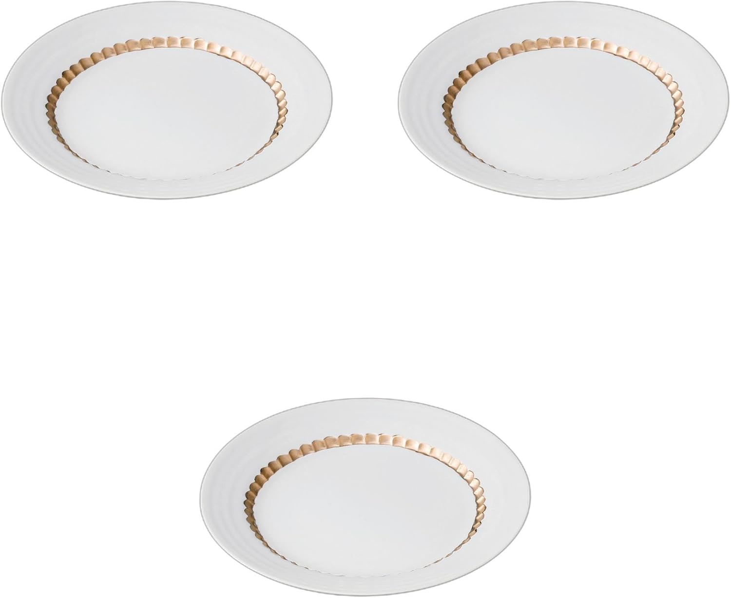 Set of 3, White Porcelain Gold Color (With Rim) 8.0 Round Plate, 9.1 x 1.2 inches (23 x 3 cm) | Setomonohonpo