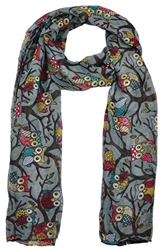 World of Shawls New Ladies Womens Celebrity Style Long Scarf Scarves Maxi Sarong (Silver Owl)