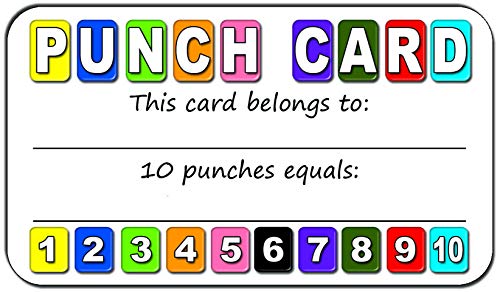 Punch Cards (Pack of 100) for Loyalty Program for Classrooms or Retail Stores