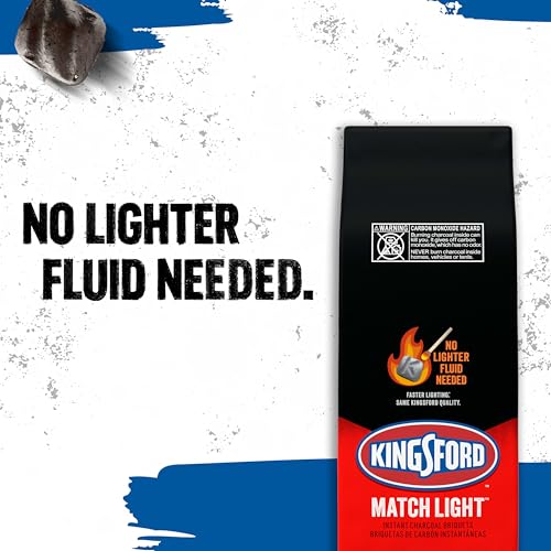 Image of Kingsford Match Light Instant Charcoal Briquettes, BBQ Charcoal for Grilling, Ready in 10 Minutes, No Lighter Fluid or Starter Needed, 12 lbs