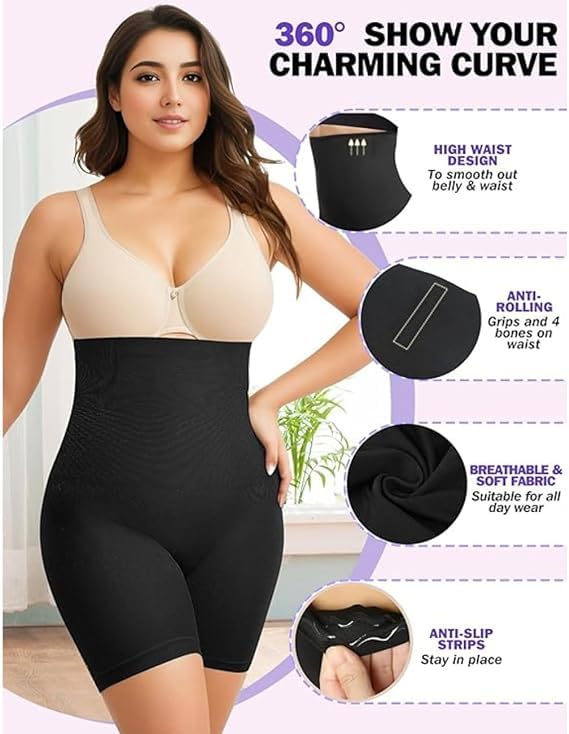 Image of KROYWEN Women Waist Shapewear with Anti Rolling Strip Tummy Control Tucker Waist Slimming Panties Shapewear Underwear Waist Shapewear