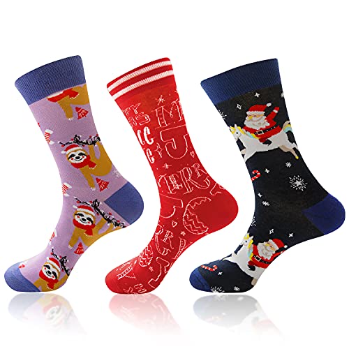 3 Pack Christmas Socks for Women, seasky Holiday X-Mas Socks for Women Christmas Socks Holiday Slipper Socks Warm Crew Socks for Novelty Christmas Gifts