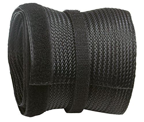 RICOO Kanał kablowy czarny 1000 cm długości x 13,5 cm szerokości Z9135B-10 wąż kablowy zamykany na rzep prowadnica kabli zarządzanie kablami