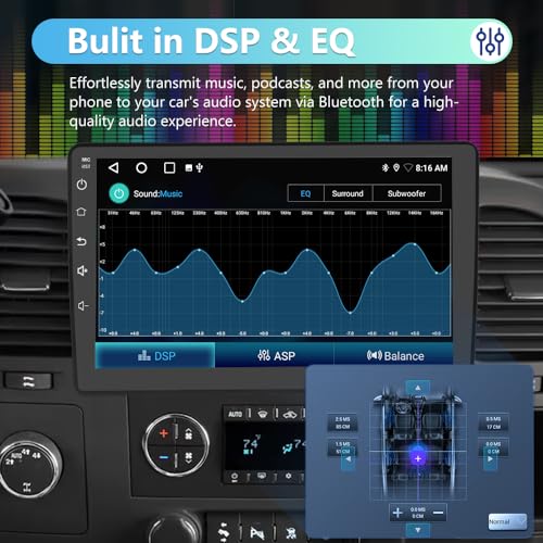 Radio para auto Android 13 con pantalla táctil 10.1 pulg miniatura 6