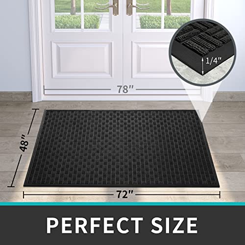 Dexi Large Door Mat Front Indoor Outdoor Doormat,Heavy Duty Rubber Outside Rug For Entryway Patio Garage,4'X6',Black #TOP5