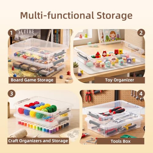 Image of Citylife 6Qt 4Packs Clear Craft Organizers and Storage BOX, Sensory Bins