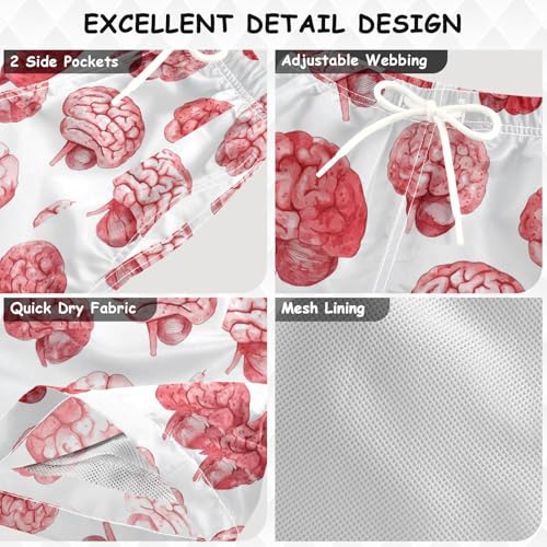 Pigsaly Boys' Swim Board Shorts Watercolor Big Human Brain Boy's Swim Trunks Kids Swimwear 5T Multicolor3