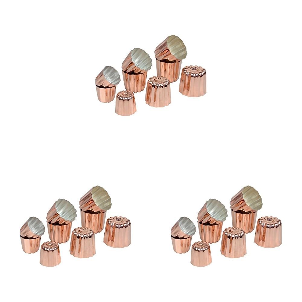 Moule a canneles bordelais en cuivre 5,5 cm, Or (Lot de 3)