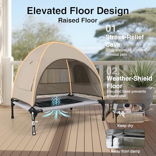 Elevated Outdoor Dog Bed with Canopy – Cooling Camping Tent, Removable Shade, Off-Ground Cot, Small — view 5