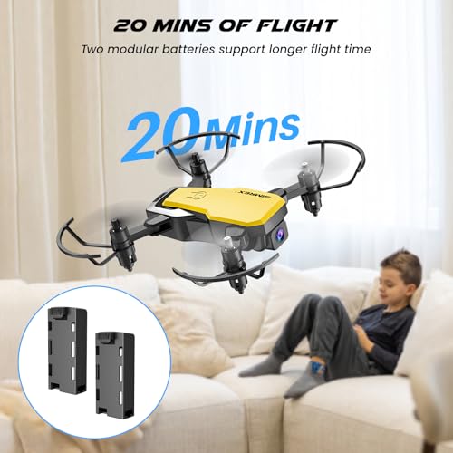 SIMREX X300C Mini Drone with Camera 720P HD, RC Quadcopter Foldable, Altitude Hold, 3D Flip, Headless Mode, Gravity Control and 2 Batteries, Gifts for Kids, Adults, Beginner,Yellow - Image 7