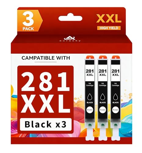 Image of CLI-281 XXL Black Ink Cartridges Replacement for Canon 281 XXL 281XXL Black Work with Canon PIXMA TS6320 TR7520 TS8120 TS8320 TR8520 TS9120 (3 BK)