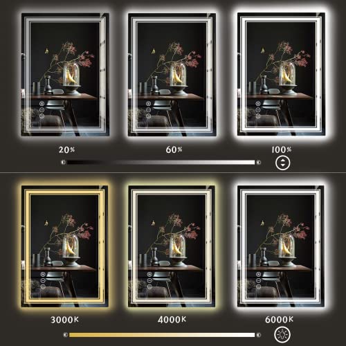 Golomo 20X28 Led Bathroom Mirror, Vanity Mirror With Lights, Backlit And Front Lit Mirror For Wall, Dimmable, Anti-Fog, Shatterpoof, Memory (Horizontal/Vertical) #TOP2