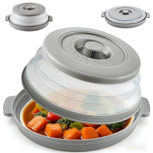 Microwave Cover For Food, Foldable Microwave Splatter Cover Covers For Food Kitchen Plate Holder Colander For Meal Prep Supplies Kitchen Cooking