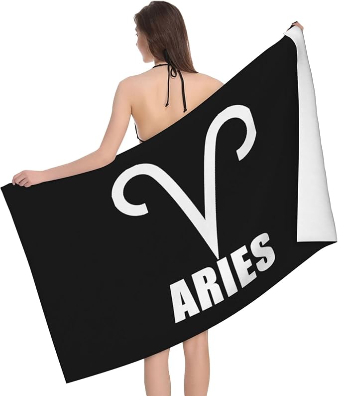 Aries Sign Beach Towel 32x52in Oversized Soft Absorbent Beach Towel