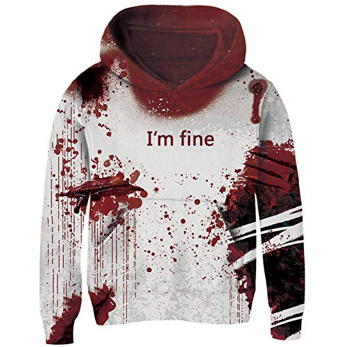 TUPOMAS Boys Hoodies Halloween Red Blood Printed Fleece Sweatshirt Unisex Warm Pocket Pullover