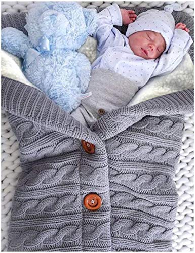 image for XMWEALTHY Unisex Infant Swaddle Blankets Soft Thick Fleece Knit Baby G