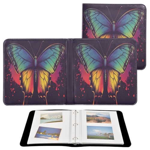 Álbum de fotos autoadhesivo DIY Scrapbook Album Mariposa Neón con 3 anillas, 40 páginas, 8x10 para memoria miniatura 2