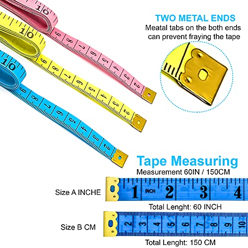TrySalar Dual Sided Body Measuring Tape Measure for Body 6 Pack Double Scale Measurement Tape for Sewing Cloth Tailor 60 Inch/ 150 cm(Multicolor 6Pcs) - Image 2