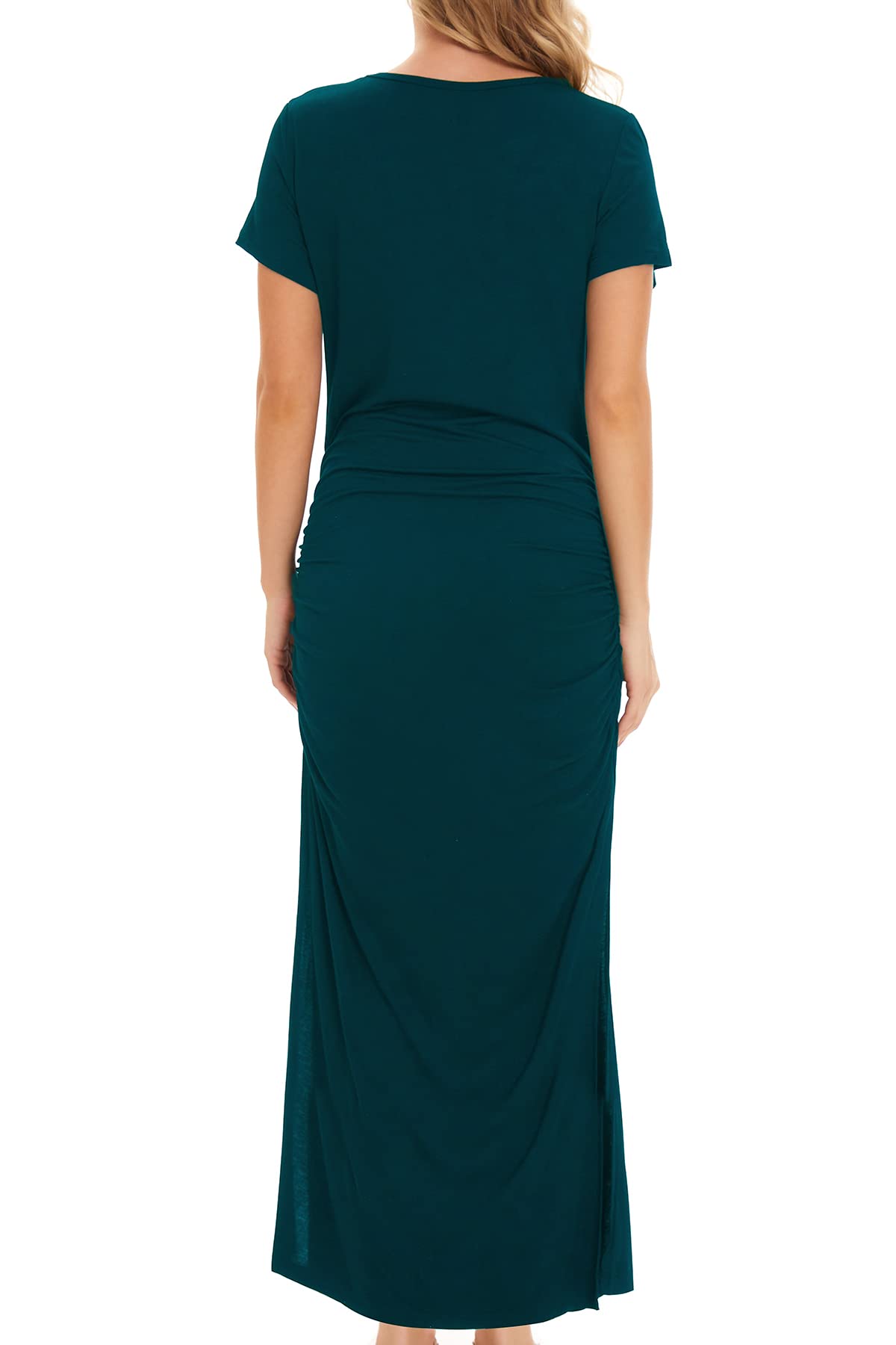 Smallshow Vestidos de Maternidad Mujer Larga Side Split Ropa premamá Teal XL