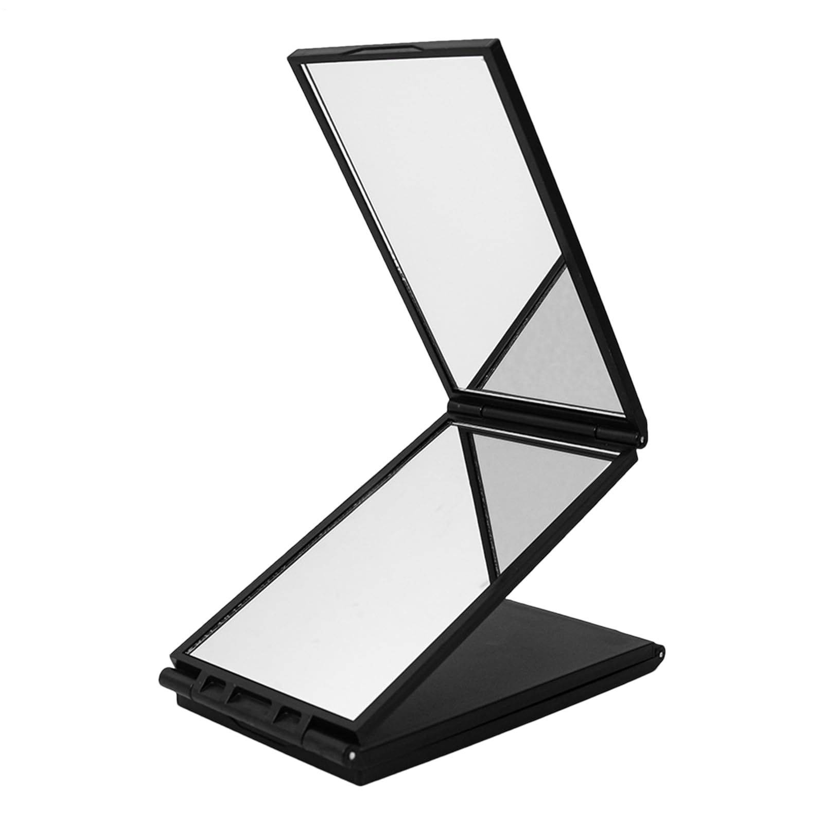 4 Way Mirror - Foldable Barber Mirrors For Self Haircutting - 360 Degree Makeup Mirrorss | Multi-Angle Folding Ways Fors Haircuts At Home Travel Grooming Styling Shaving Use (Black)