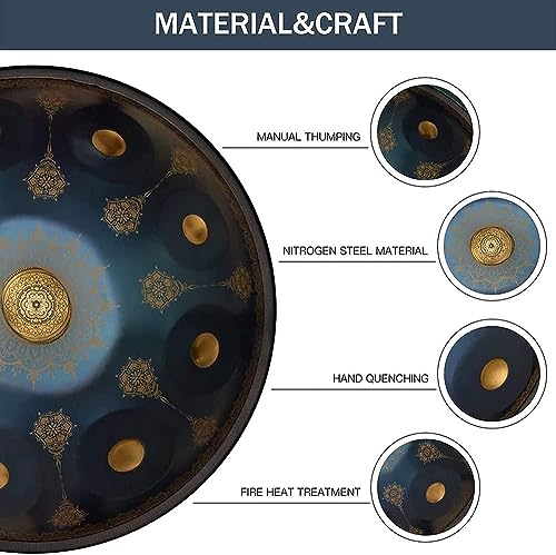 Handpan Drum, Hand Pan en Re menor, 440 Hz D Minor Steel Hand Drum Profesional con bolsa, mazo y soporte miniatura 2