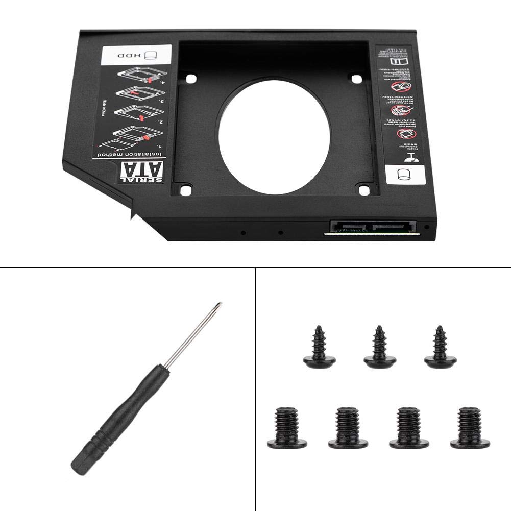 Bewinner 2,5-calowy dysk twardy SATA HDD SSD adapter Drugi dysk twardy obudowa dla kieszeni 9,5 mm / 12,7 mm optyczny adapter DVD do laptopa CD/DVD-ROM (9,5 mm)