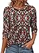 Womens 3/4 Sleeve Tops Crewneck Summer Solid Casual Tee Shirts Floral Printed Blouse Loose Dressy Tunic Red White