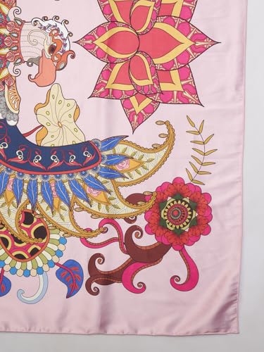 Image of Ravaiyaa - Attitude is everything Women Silk Digital Print Large Square Scarf Breathable Lightweight Neckerchief Printed Headscarf 40 inch x 40 inch Inch