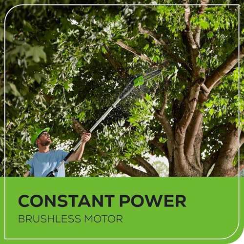 Image of Greenworks 60V 10 inch Brushless Cordless Pole Saw, 2.0Ah Battery, Charger + Bonus 4.0Ah Battery