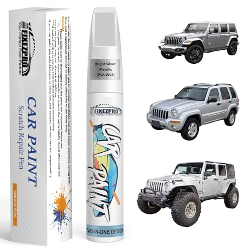 Image of Bright Silver Metallic(PS2 /WS2) Touch Up Paint for Jeep, Car Paint Scratch Repair Remover Pen Color Exact Match, Quick and Easy Fix Automotive Chips and Nicks Scuff