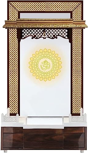 Pooja Mandir blanc mural en bois pour autel de prière à la maison Devyom
