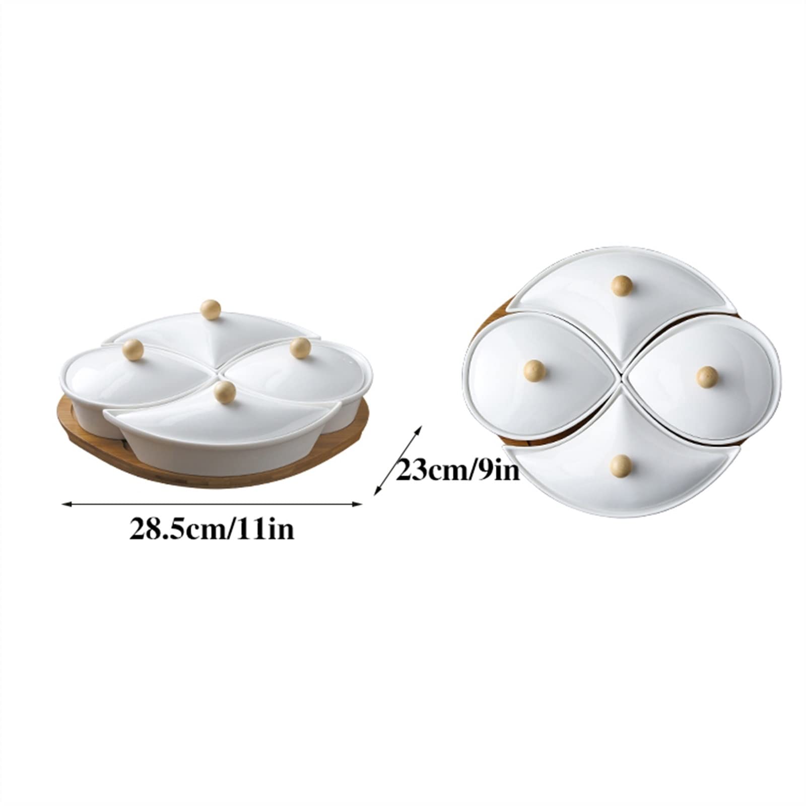 Ciotoline da Snack Piatto di frutta diviso in ceramica Piatto combinato di frutta secca Vassoio e piatti da portata, Ciotole da portata divise for feste, Piatti da portata rimovibili for patatine e sa