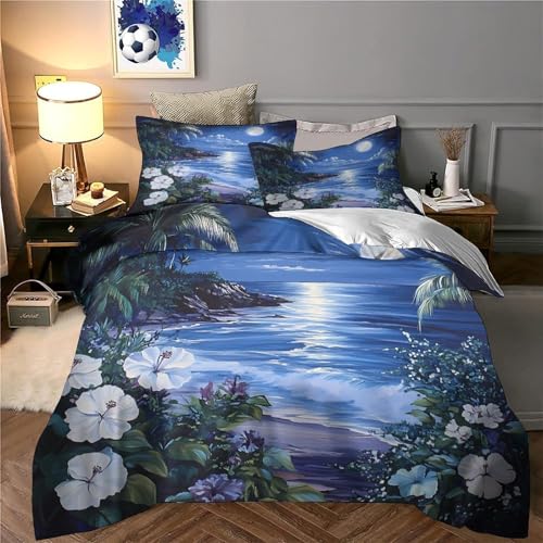 Parure de lit tropical plage 3 pieces avec housse de couette
