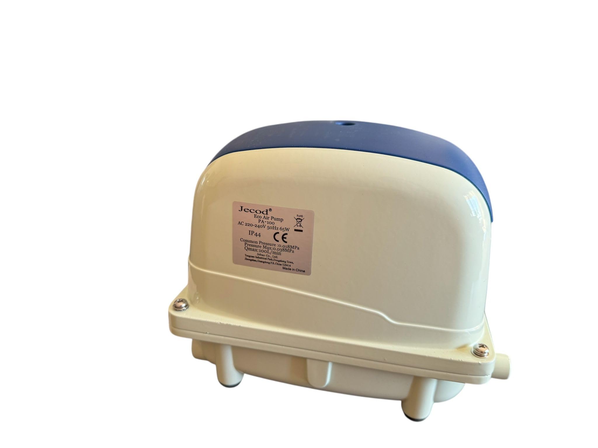 Jecod PA-100 Bomba de Aire Profesional 100 L/min – Compresor Silencioso y de Alta Eficiencia para Estanques, Acuarios Grandes, Hidroponía y Acuicultura Alto Caudal, Bajo Consumo