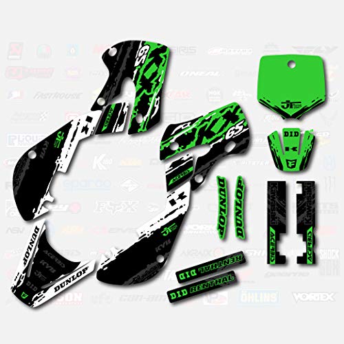 Boston Decal Works White Green Slick Racing Graphics fits a Kawasaki Kx 65 00-19 Graphic Kit Sticker Kx65 MX
