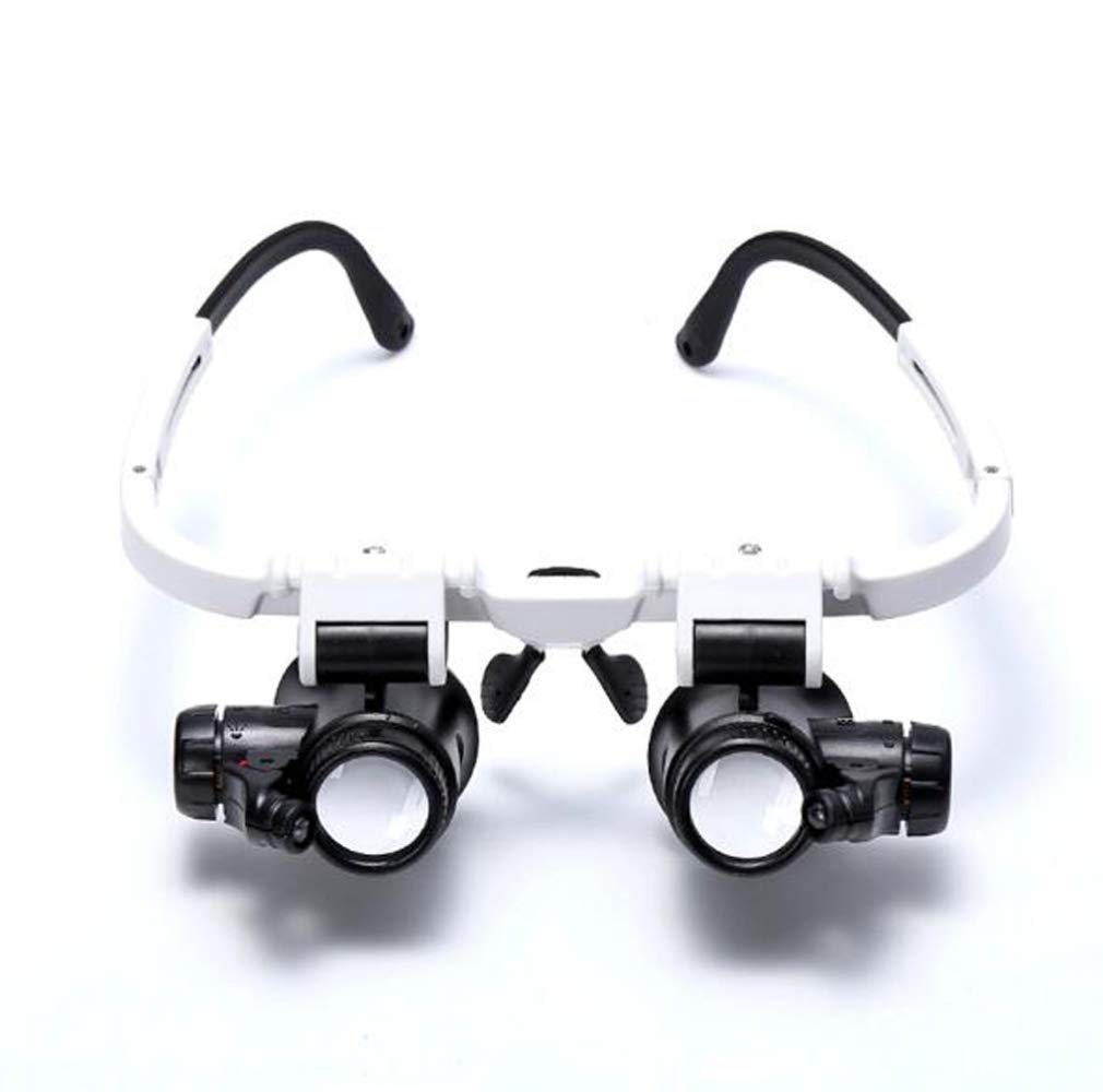 asdchZen Magnifier,8X 15X Double Eye Glasses Loupe Head Wearing Magnifying Glasses Tool Set With Light For Watch Repair