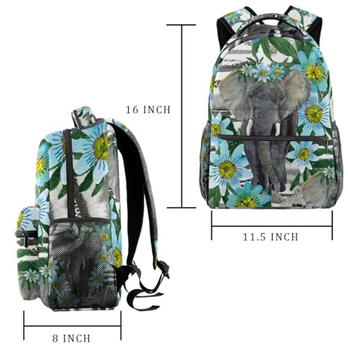 Sac à dos éléphant et fleurs de passion au design multicolore unique