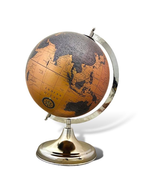 10" Big Educational Globe on Steel Arc Base with Stainless Steel & Plastic Base - Political World Globe Showpiece - 10 inches (9.84 in * 10.63 in * 15.35 in)