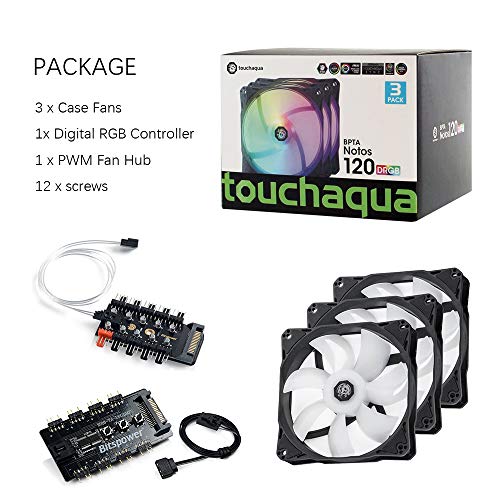 Bitspower Notos 120mm Case Fan, DRGB Computer Fan PWM PC Cooling Fan LED