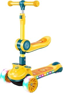 Stunt Scooters Toddlers Kids Scooter for 1-12 Years Old Boys Girls with Removable Seat Lean To Steer Adjustable Height Kickboard