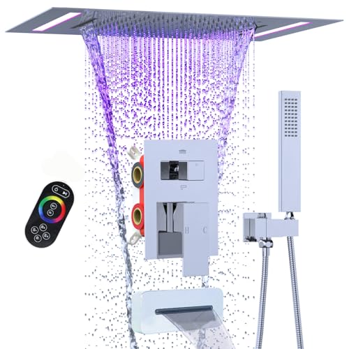 LED 2-in-1 Shower Head with Tub Spout, Hand Shower Faucet Mixer Set Chrome