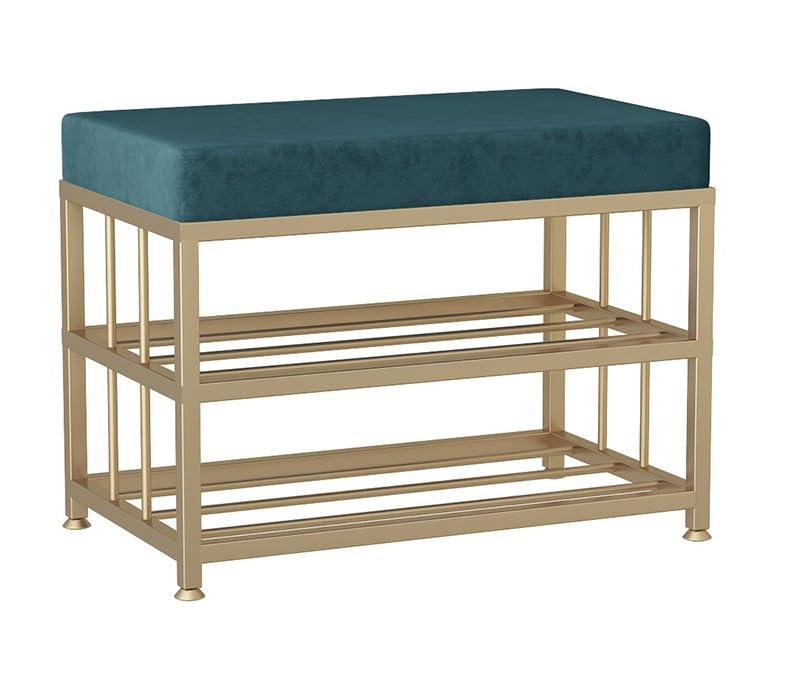 Rangement à chaussures 2 niveaux avec banc en velours moderne d'entrée