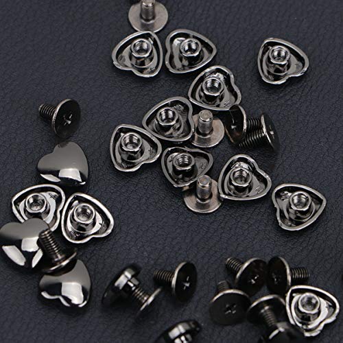 Exceart Metal Heart Shape Decoration Stud Rivets For Belt Clothes Purse Handbag Leather Craft Diy Embellishments Accessories 20Pcs (Black) #TOP5