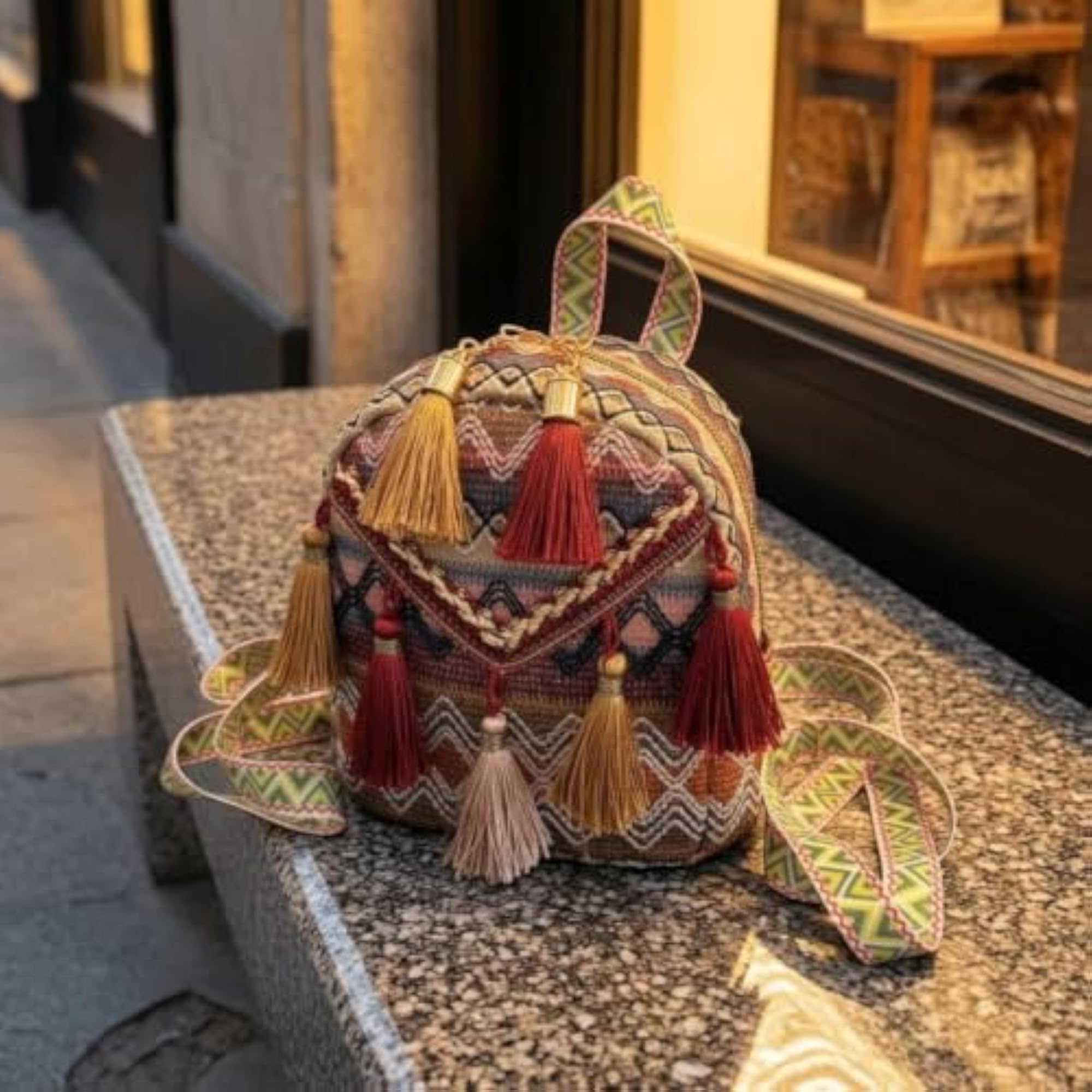 Decorative Tassels Ethnic-Style Backpack, Orange