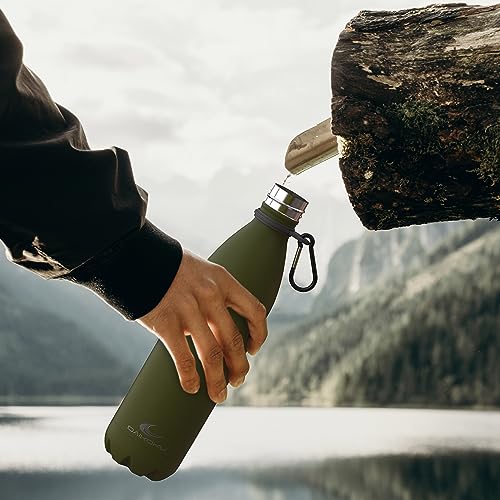 Daikoku - Edelstahl Wasserflasche | 100% Auslaufsicher | Hält 12 Stunden Heiß, 24 Stunden Kalt | BPA-Frei und Gesund | Modische Farbe, Ideal für Alltag und Outdoor | Militärgrün | 750 ML