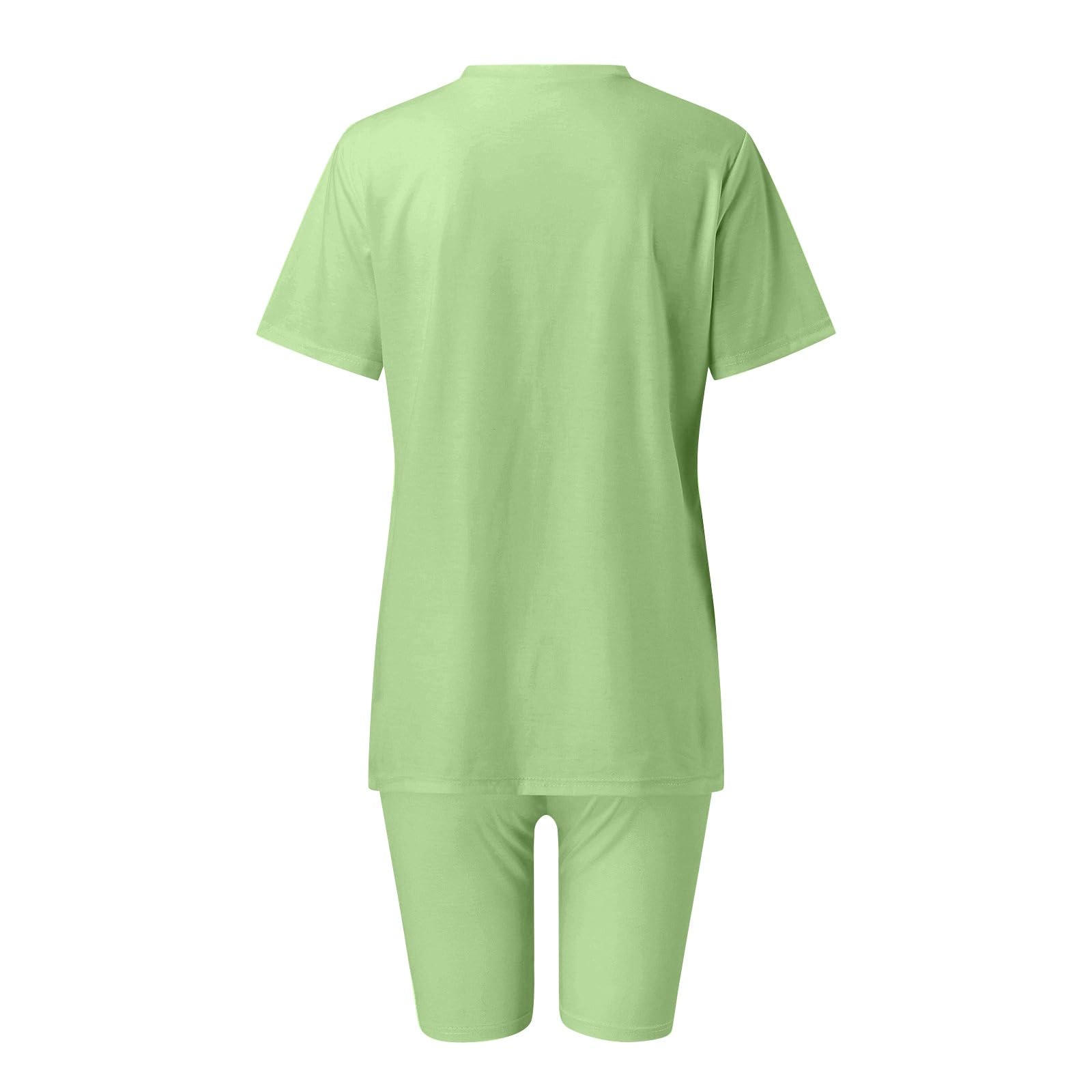 Generisch Pantalones cortos de dos piezas para mujer, de manga corta, con pantalones, para correr, yoga, deportes, para ocio activo